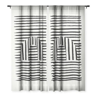 BohomadicStudio Minimal Series Black Striped Arch Single Panel Sheer Window Curtain - Society 6 2 BohomadicStudio Minimal Series Black Striped Arch Single Panel Sheer Window Curtain - Society 6 - Image 2