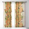 Sewzinski Retro Orange Flowers Single Panel Sheer Window Curtain - Society6