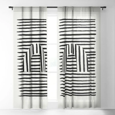 BohomadicStudio Minimal Series Black Striped Arch Single Panel Sheer Window Curtain - Society 6 1 BohomadicStudio Minimal Series Black Striped Arch Single Panel Sheer Window Curtain - Society 6