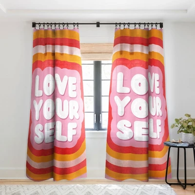 Showmemars Love Yourself Retro Type Single Panel Sheer Window Curtain - Society 6 6 Showmemars Love Yourself Retro Type Single Panel Sheer Window Curtain - Society 6 - Image 6