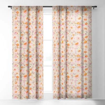 Alison Janssen Faded Floral Pink Citrus Single Panel Sheer Window Curtain - Society6 1 Alison Janssen Faded Floral Pink Citrus Single Panel Sheer Window Curtain - Society6