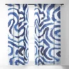 Dan Hobday Art Blue Minimal Single Panel Sheer Window Curtain - Society6