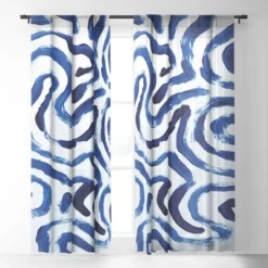 Dan Hobday Art Blue Minimal Single Panel Sheer Window Curtain - Society6