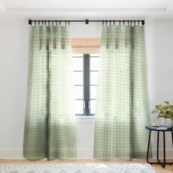 Avenie Grid Pattern Green Single Panel Sheer Window Curtain - Society6 -Society6 Home Outlet Store GUEST 65f8494c fd4a 41d7 ba18 77a6fbf395b4