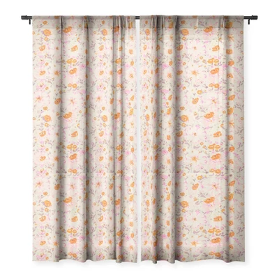 Alison Janssen Faded Floral Pink Citrus Single Panel Sheer Window Curtain - Society6 2 Alison Janssen Faded Floral Pink Citrus Single Panel Sheer Window Curtain - Society6 - Image 2