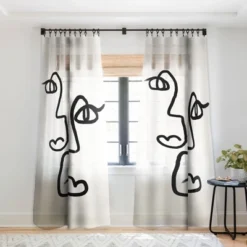 Bohomadic Studio Double Line Faces Black Single Panel Sheer Window Curtain - Society6 -Society6 Home Outlet Store GUEST 7029af3f 48b6 4bfa aaf9 40af5c3a32e1