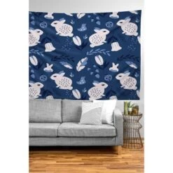 BlueLela Rabbits And Flowers Tapestry - Society6