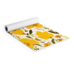 Alison Janssen YELLOW ROAMING WILDFLOWERS (6mm) 70" X 24" Yoga Mat - Society6