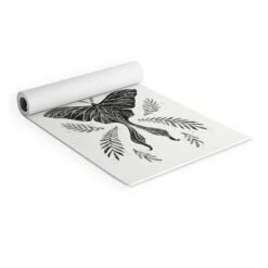 Avenie Luna Moth Black And White (6mm) 70" X 24" Yoga Mat - Society6