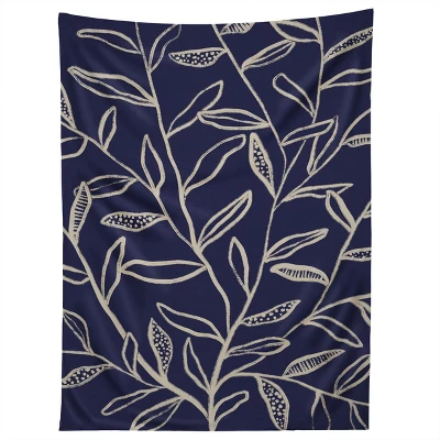 Alisa Galitsyna Navy Blue Patterned Leaves Tapestry - Society6 3 Alisa Galitsyna Navy Blue Patterned Leaves Tapestry - Society6 - Image 3