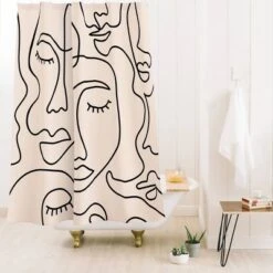 Abstract Single Line Face Shower Curtain By Sundry - Society6