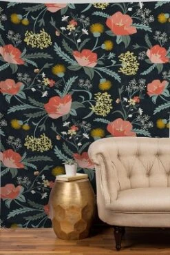 Heather Dutton Poppy Meadow Midnight Tapestry - Society6