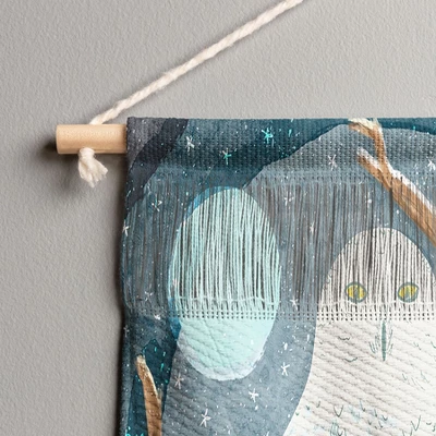 Sewzinski Snowy Owl At Night Fiber Wall Hanging - Society6 2 Sewzinski Snowy Owl At Night Fiber Wall Hanging - Society6 - Image 2