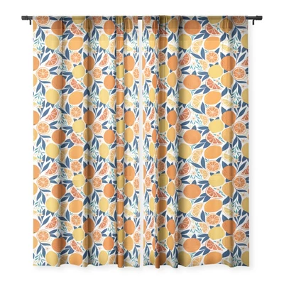 Avenie Citrus Fruits Blue Single Panel Sheer Window Curtain - Society6 2 Avenie Citrus Fruits Blue Single Panel Sheer Window Curtain - Society6 - Image 2