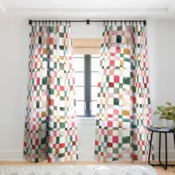 Ninola Design Watercolor Checker Yuletide Single Panel Sheer Window Curtain - Society6 -Society6 Home Outlet Store GUEST c56eedda 0e27 41e4 8b24 c6ee66b721ca