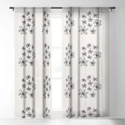 Alisa Galitsyna Dancing Flowers Single Panel Sheer Window Curtain - Society6