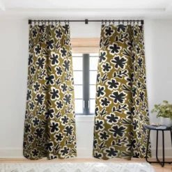 Alisa Galitsyna Florals On Olive Background Single Panel Sheer Window Curtain - Society 6 -Society6 Home Outlet Store GUEST da19bc8c 3d1f 4a4e bf2b 27875d26f75c