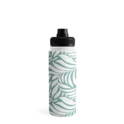 Heather Dutton Flowing Leaves Seafoam Water Bottle - Society6