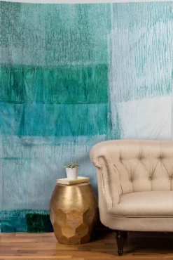 Galleryj9 Aqua Blue Geometric Abstract Textured Painting 50" X 60" Tapestry - Society6