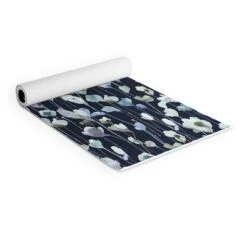 Ninola Design Watery Abstract Flowers Navy (6mm) 70" X 24" Yoga Mat - Society6