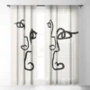 Bohomadic Studio Double Line Faces Black Single Panel Sheer Window Curtain - Society6