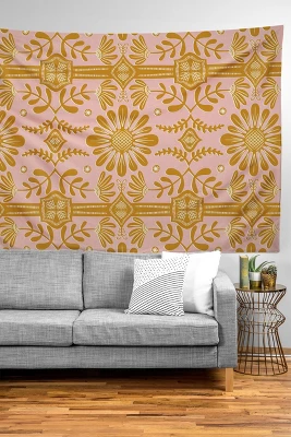 Sewzinski Boho Florals Yellow White Pink Tapestry - Society6 1 Sewzinski Boho Florals Yellow White Pink Tapestry - Society6