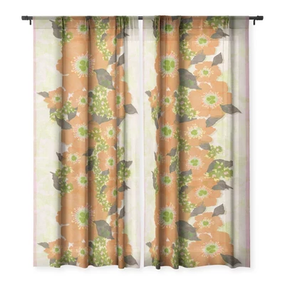 Sewzinski Retro Orange Flowers Single Panel Sheer Window Curtain - Society6 2 Sewzinski Retro Orange Flowers Single Panel Sheer Window Curtain - Society6 - Image 2