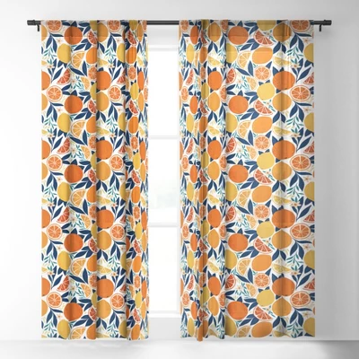 Avenie Citrus Fruits Blue Single Panel Sheer Window Curtain - Society6 1 Avenie Citrus Fruits Blue Single Panel Sheer Window Curtain - Society6
