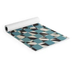 Little Dean Abstract Checked Blue And Black (6mm) 70" X 24" Yoga Mat - Society6